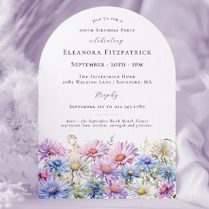100th Birthday Party September Birth Month Flower Invitation