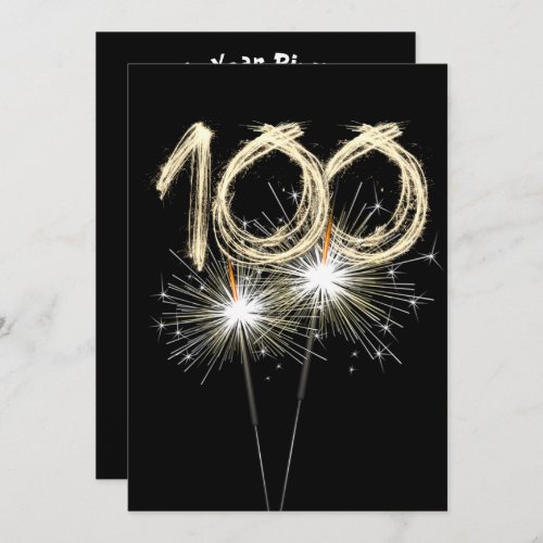 100th Birthday Party Sparklers Invitation