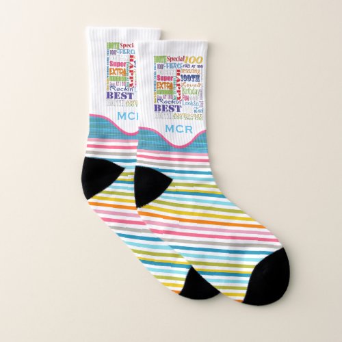 100th Birthday Party Special Personalized Monogram Socks