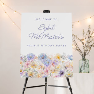 100th Birthday Party Summer Watercolor Welcome Foam Board