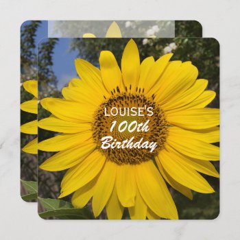100th Birthday Party Sunflower Invitation by henishouseofpaper at Zazzle