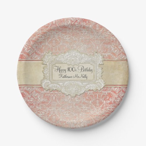 100th Birthday Party Vintage French Regency Lace Paper Plates