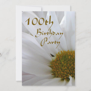 100th Birthday Party-White Daisy Invitation