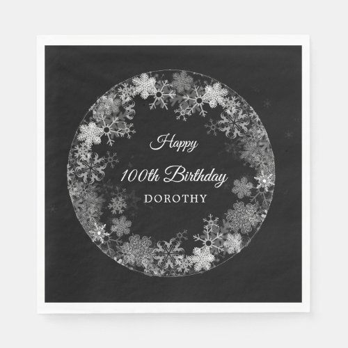 100th Birthday Party Winter Wonderland Snowflake Napkins