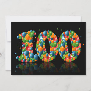 100th Birthday party, with bubbles and balls Invitation