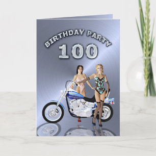 100th Birthday party with girls and motorbike Invitation