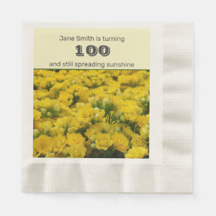 100th Birthday Party Yellow Flowers Celebration Napkins