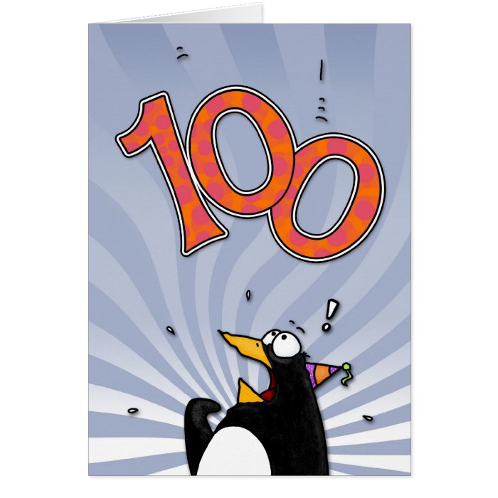 100th Birthday   Penguin Surprise Card