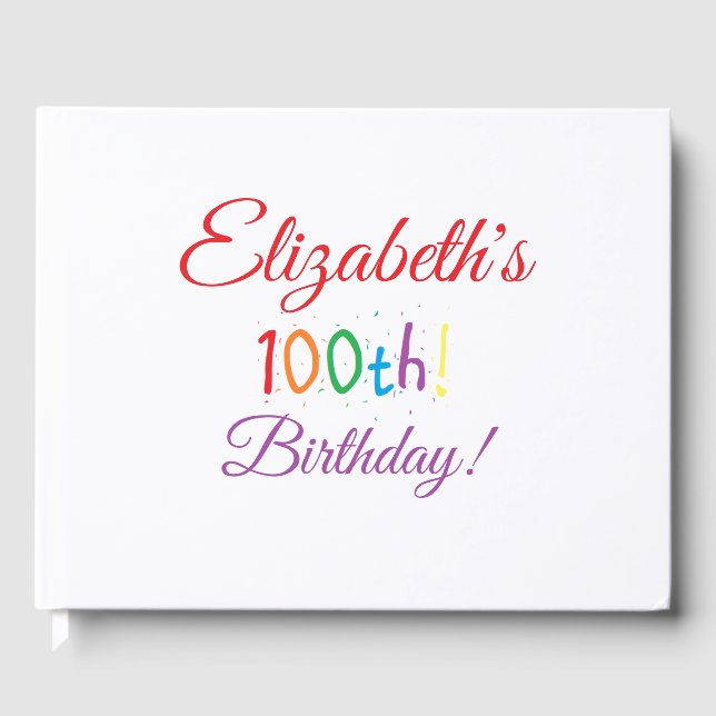 "100th Birthday" Personalized Guest Book   (Front)