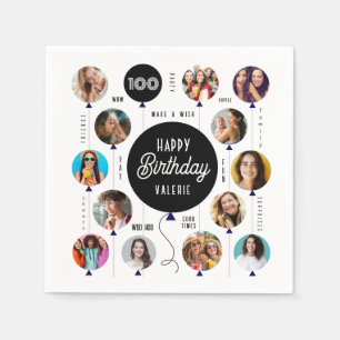 100th Birthday Photo Balloons Napkins