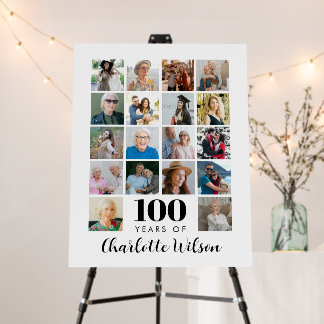100th Birthday Photo Collage 18 Photos Foam Board