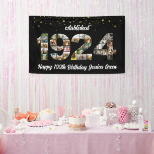 100th Birthday Photo Collage Established 1924 Banner