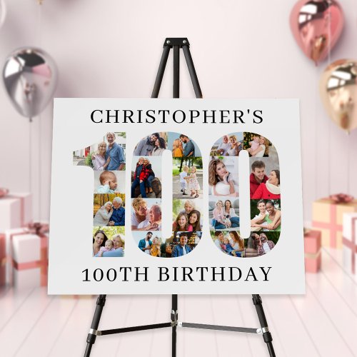 100th Birthday Photo Collage Number 100 Custom Foam Board