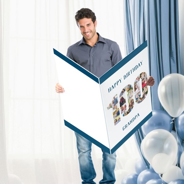 100th Birthday Photo Collage Number 100 Giant Card (Creator Uploaded)