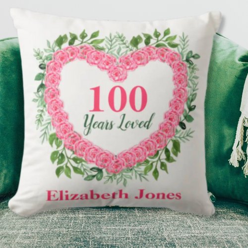 100th Birthday Pillow _ 100 Years Loved Design
