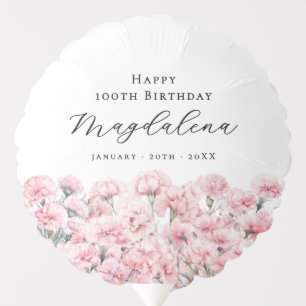 100th Birthday Pink Carnation January Birth Flower Balloon