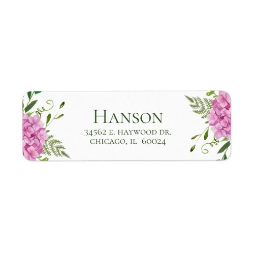 100th Birthday Pink Hydrangeas Return Address Label