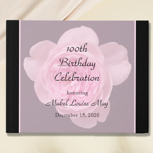 100th Birthday Pink Rose Guest Book