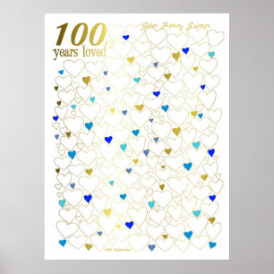 100th Birthday Poster - 100 Years Loved