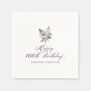 100th Birthday Purple Lilac Spring Flower Napkins