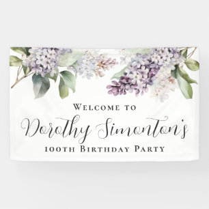 100th Birthday Purple Lilac Spring Flower Welcome Banner