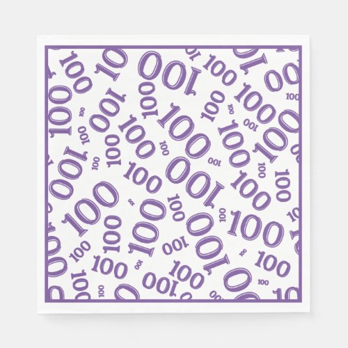100th Birthday Purple Random Number Pattern Napkins