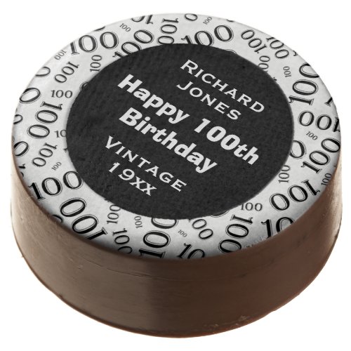 100th Birthday Random Number Pattern Black  White Chocolate Covered Oreo