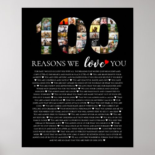 100th birthday reasons why we love you photo poster