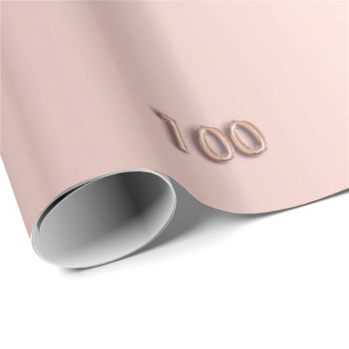 100th Birthday rose gold blush glitter drips Wrapping Paper