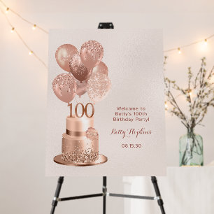 100th Birthday Rose Gold Cake Foam Board