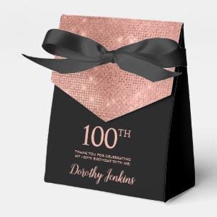100th Birthday Rose Gold Thank You Favor Box
