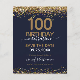 100th Birthday Save the Date Budget Invitation