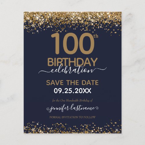 100th Birthday Save the Date Budget Invitation
