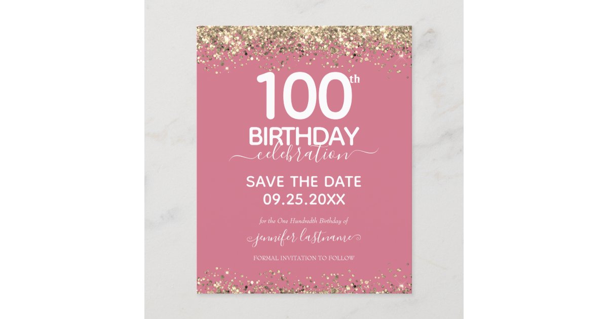 100th Birthday Save The Date Budget Invitation Zazzle