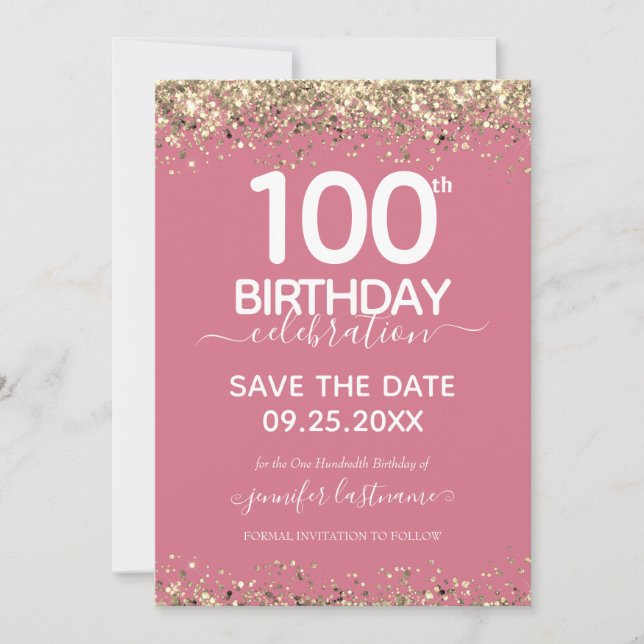 100th Birthday Save the Date Invitation (Front)