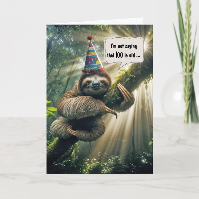 100th Birthday Sloth Humor Card (Front)