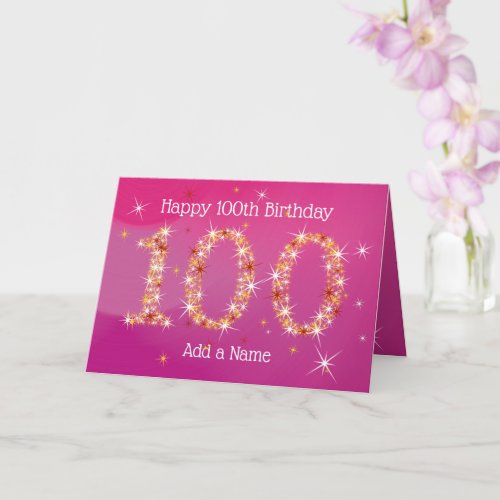 100th Birthday - Star Numbers - Pink Gold Age 100