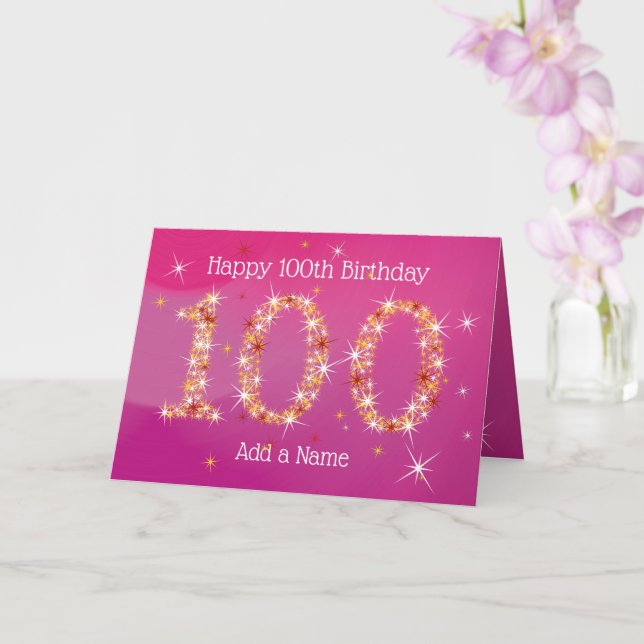100th Birthday - Stars - Pink Gold - OLD CARD (Orchid)