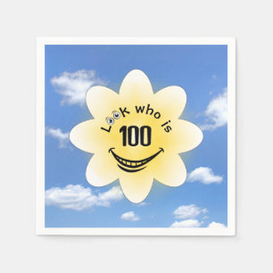 100th Birthday Summer Sunshine and Clouds Napkins
