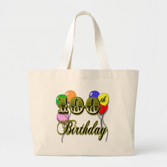 100th Birthday Tote Bag with Balloons (Front)