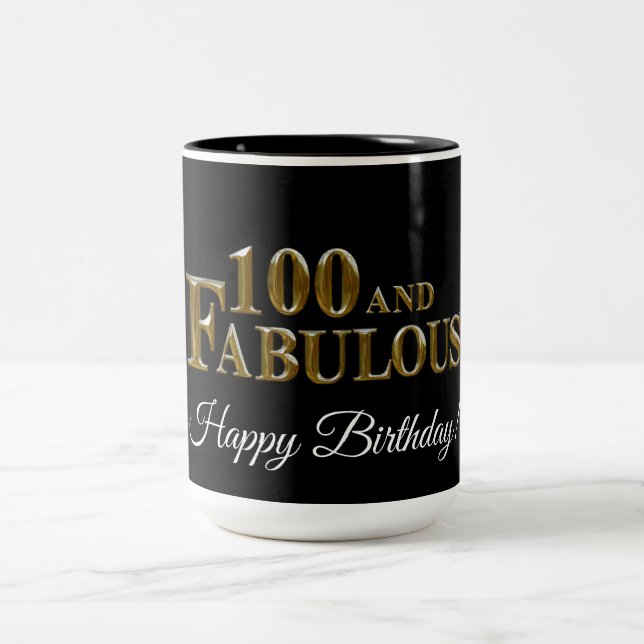 100th Birthday  Two-Tone Coffee Mug (Center)