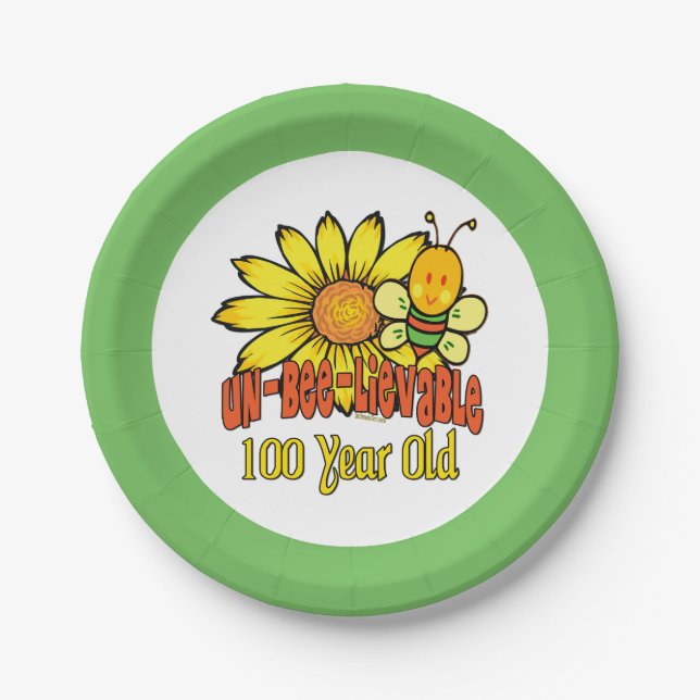 100th Birthday - Unbelievable at 100 Years Old Paper Plates (Front)