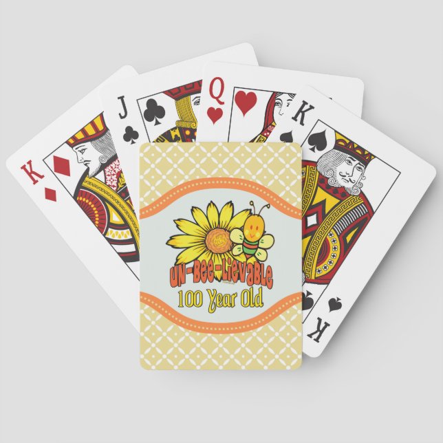 100th Birthday - Unbelievable at 100 Years Old Poker Cards (Back)