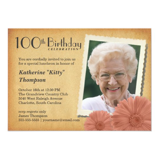 100th birthday vintage daisy photo invitations zazzle com