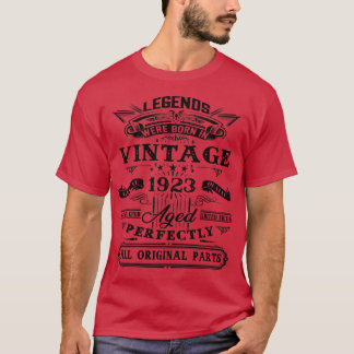 100th Birthday Vintage Gift For Legends Born 1923  T-Shirt