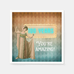100th Birthday Vintage Singer Paper Party Napkins