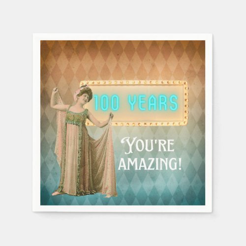 100th Birthday Vintage Singer Paper Party Napkins