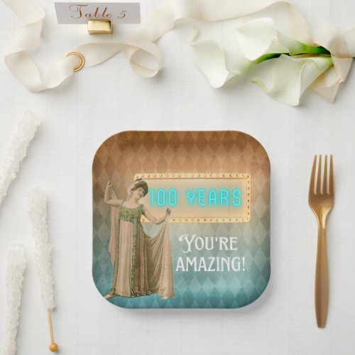 100th Birthday Vintage Singer   Paper Plates