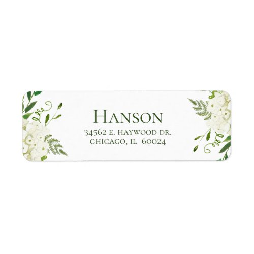 100th Birthday White Hydrangeas Return Address Label