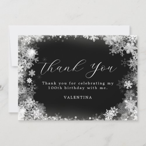 100th Birthday Winter Wonderland Snowflake Thank You Card